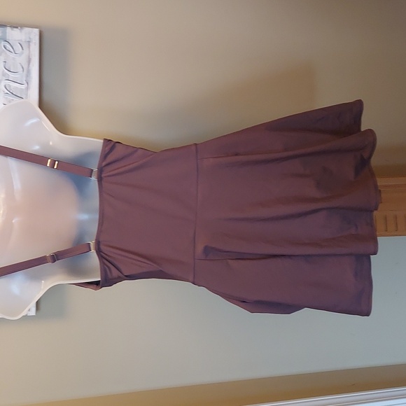 Modest One Piece Skirted Brown Bathingsuit - Picture 2 of 5